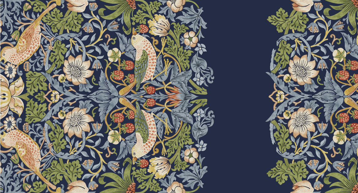 Morris & Co. Strawberry Thief Indigo/Mineral(50mm×7m)EU only

